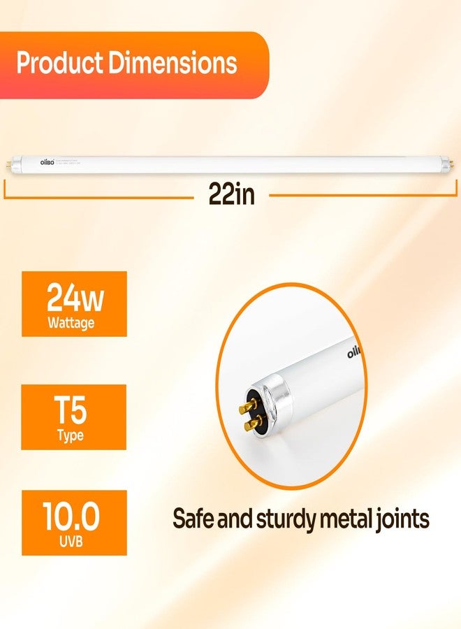 Oiibo T5 HO 10.0 UVB Lamp Bulb 22" L 24 Watts, Reptile UVB Lamp Tube for Bearded Dragon - Image 2